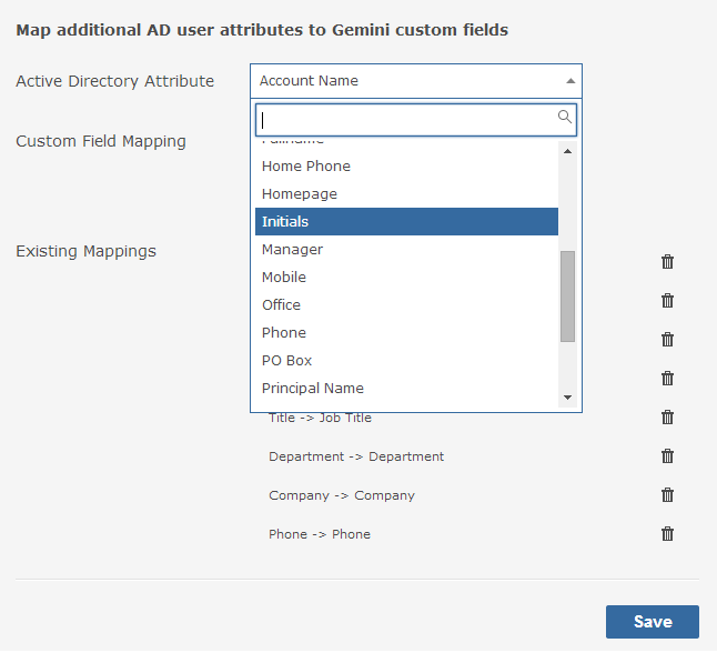 Active Directory attribute mappings
